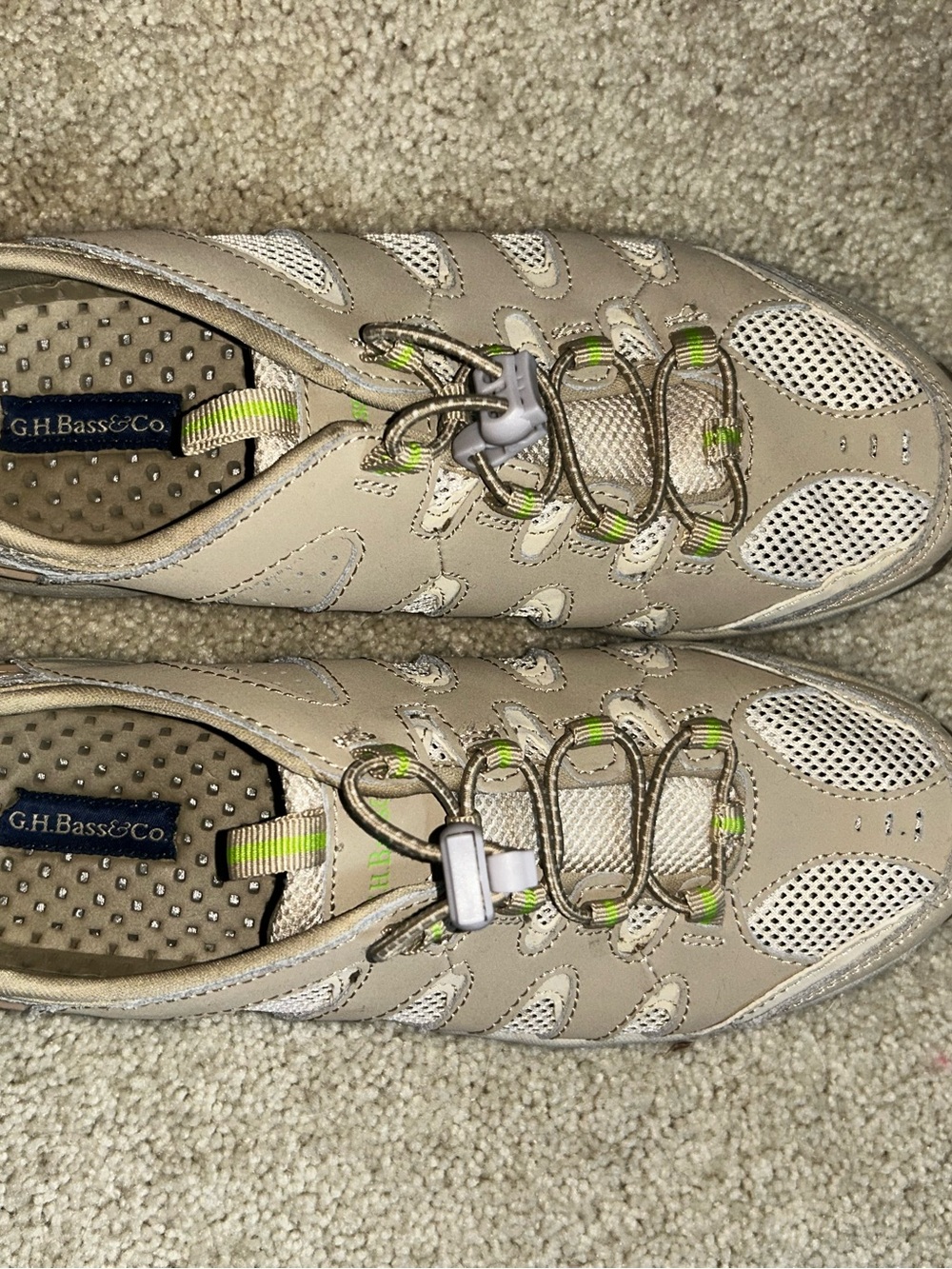 G.H. Bass & Co. Beige Athletic Sneakers with Lime Accents